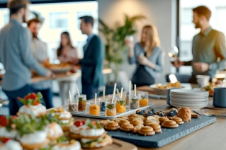 Bild på plockmat och människor i bakgrunden