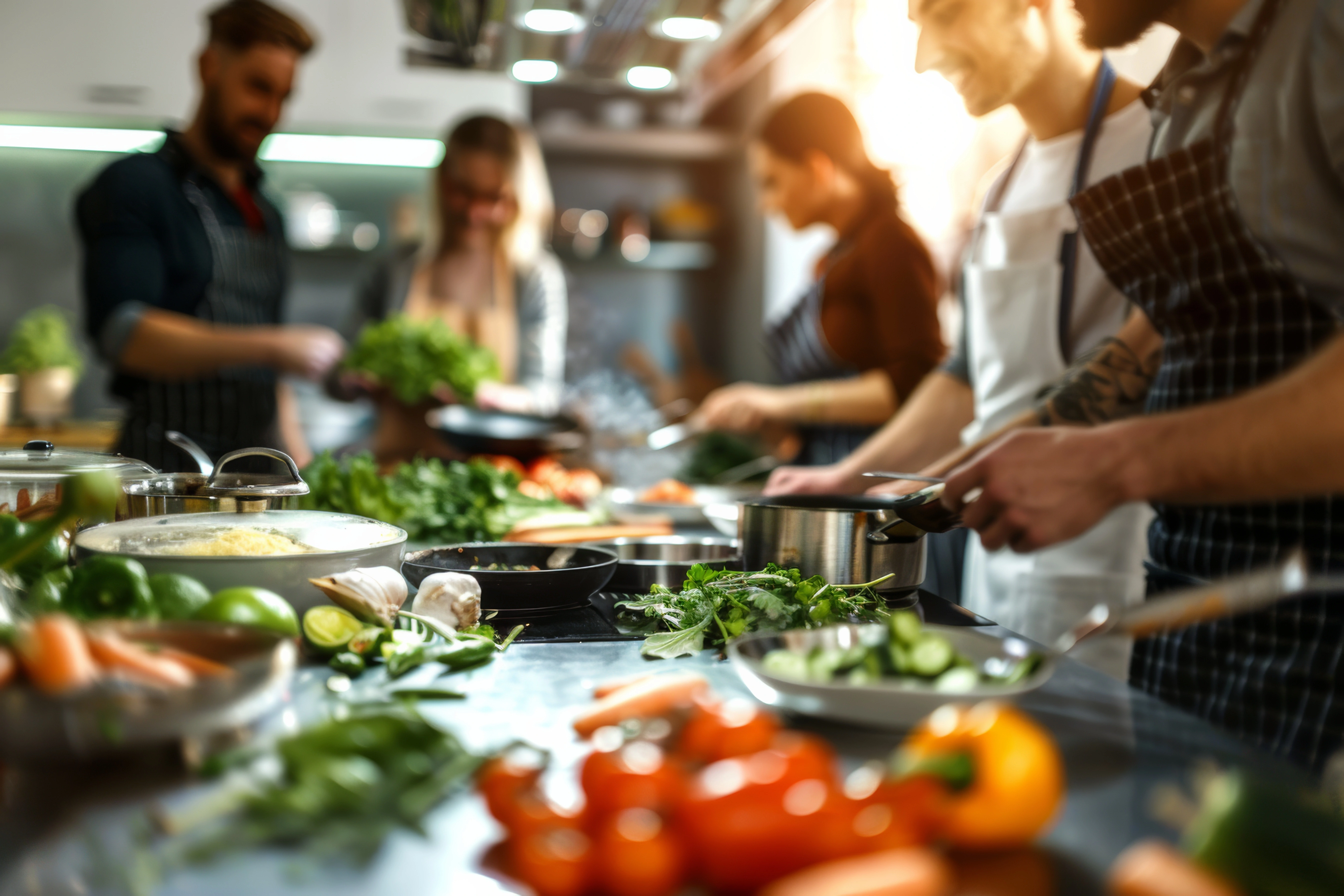 Bild på människor på matlagningskurs