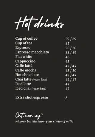 Bild på en kaffemeny