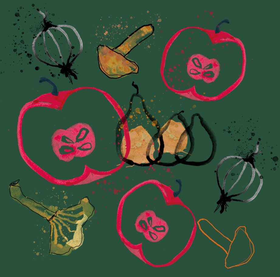 Bild på illustrerade grönsaker