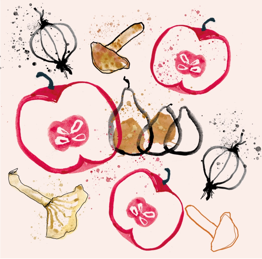 Bild på illustrerade röda äpplen